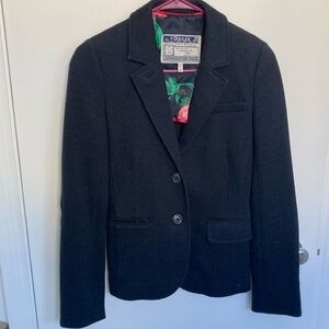Joules wool blend blazer navy herringbone size 6 British boutique brand